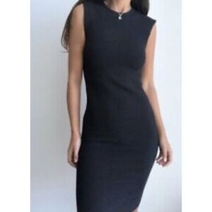 Torn by Ronny Kobo Black Sleeveless Kikimora Ribbed Dress Small Womens